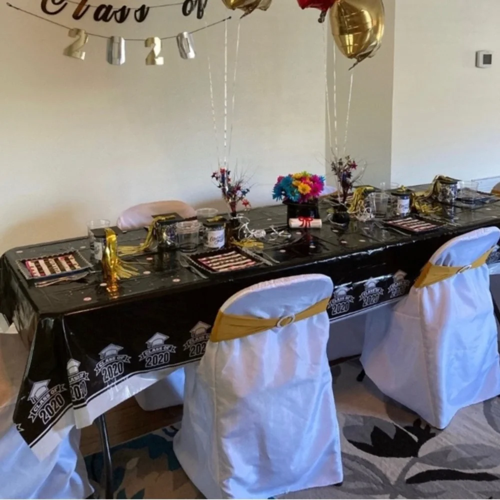 Chair Covers & gold chair bows New Year’s Eve, wedding, graduation, decor
